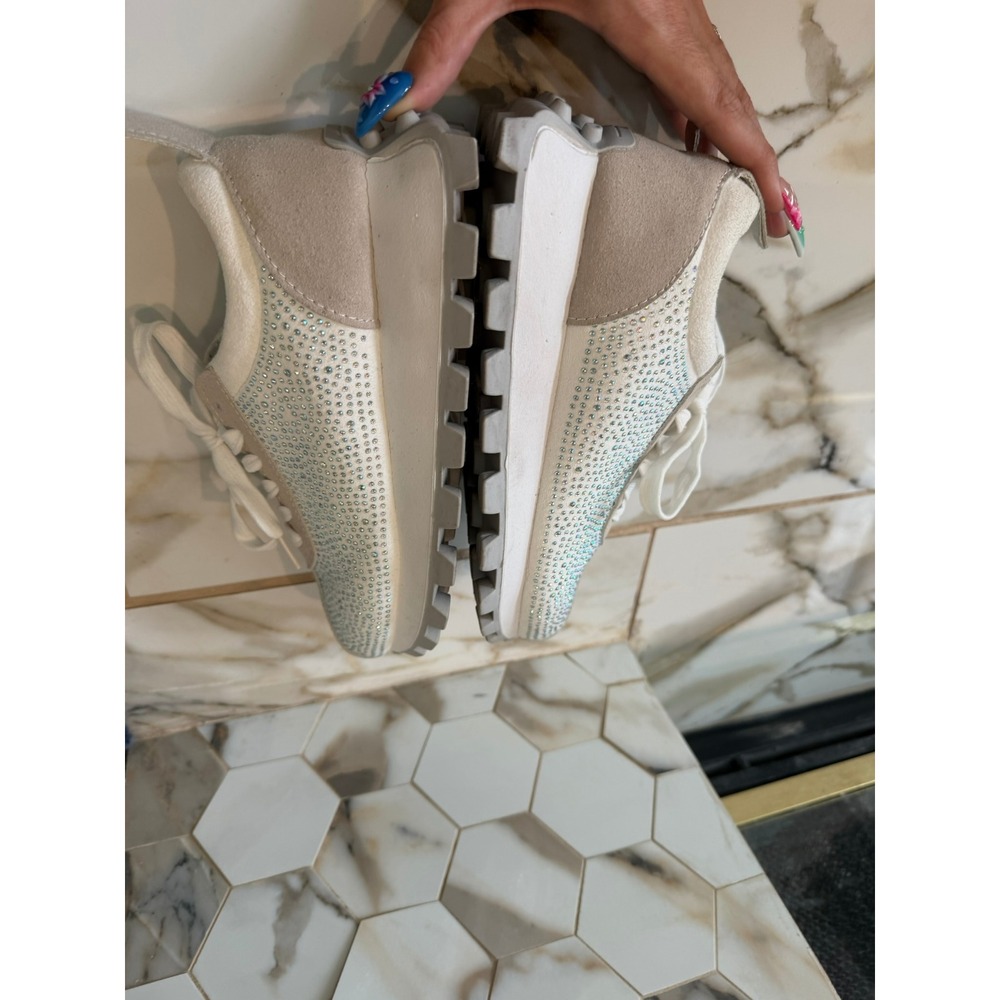 YOKI Rhinestone Sneakers Womens 40 White Beige Sparkly Chunky Platform Trainers - Picture 8 of 10